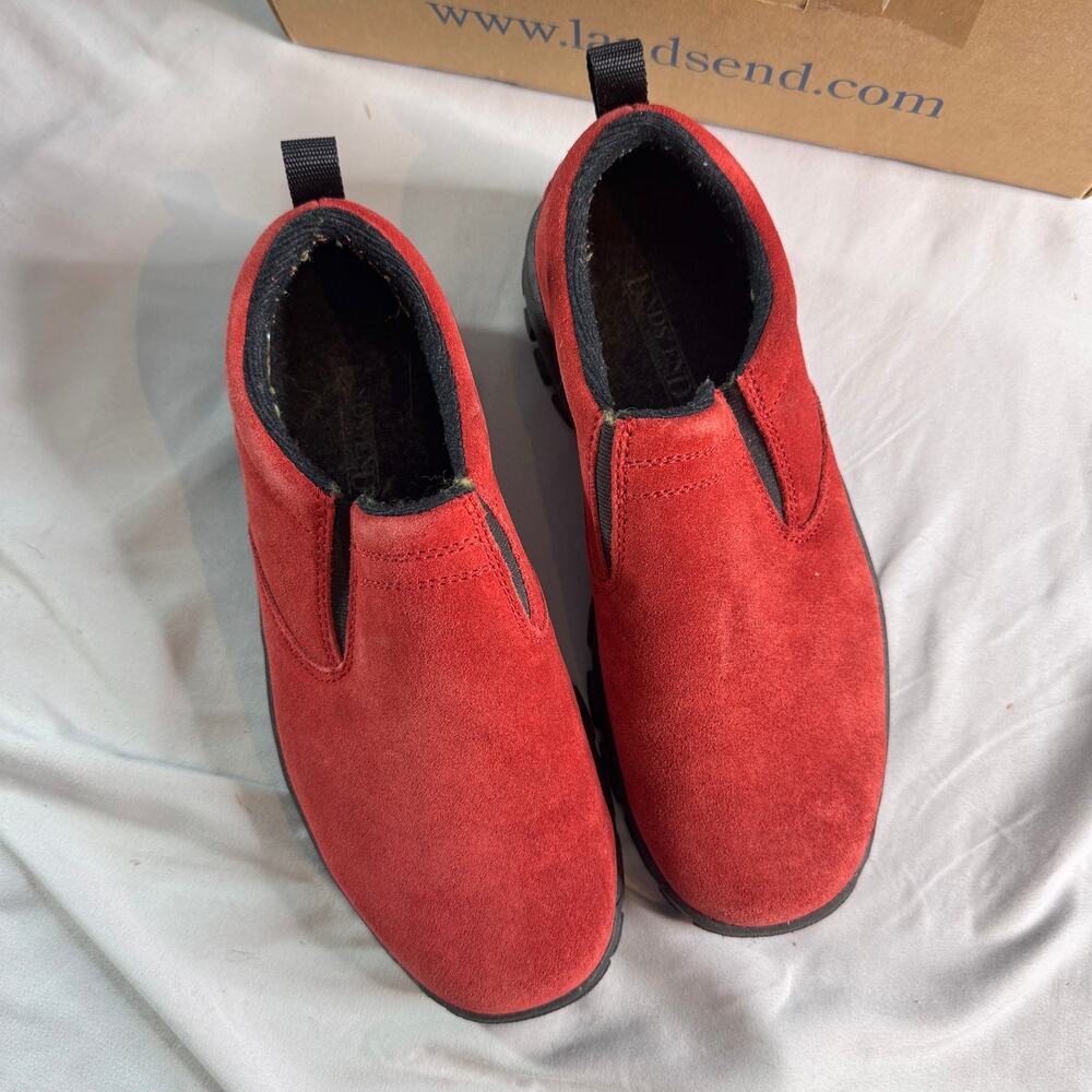 Lands’ End Red Suede Slip On Comfort Shoes Womens 6M Casual Loafers